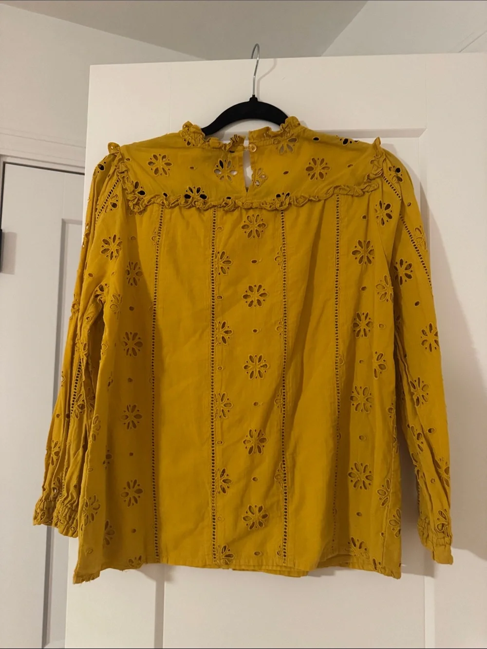 J. Crew Eyelet Long-Sleeve Peasant Top